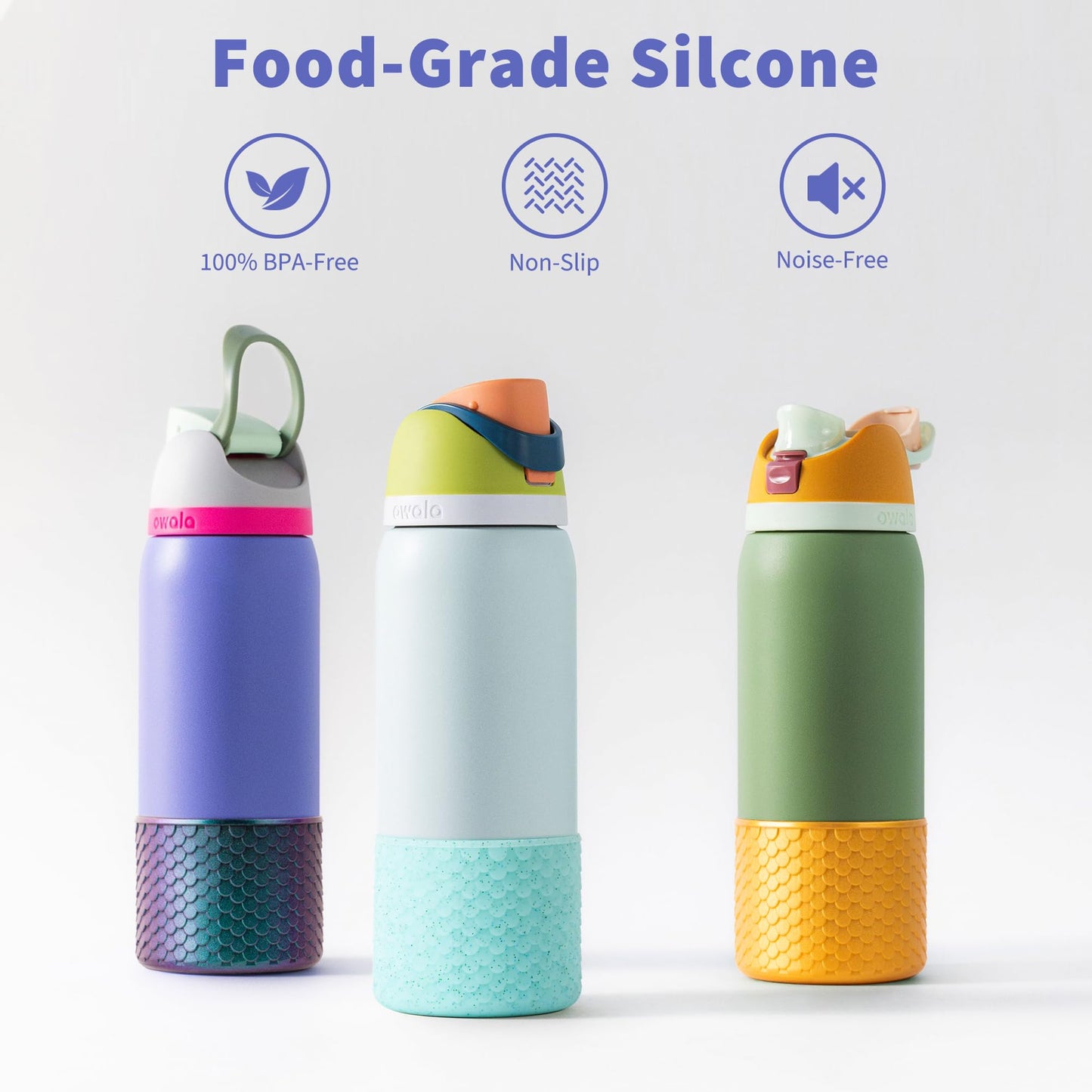 Diumepo Silicone Water Bottle Boot for Owala 32 oz, Anti-Slip Protective Sleeve Bottom Bumper Protector for Owala FreeSip/Twist/Flip 32 oz Water Bottle, BPA Free(Pearlescent White)