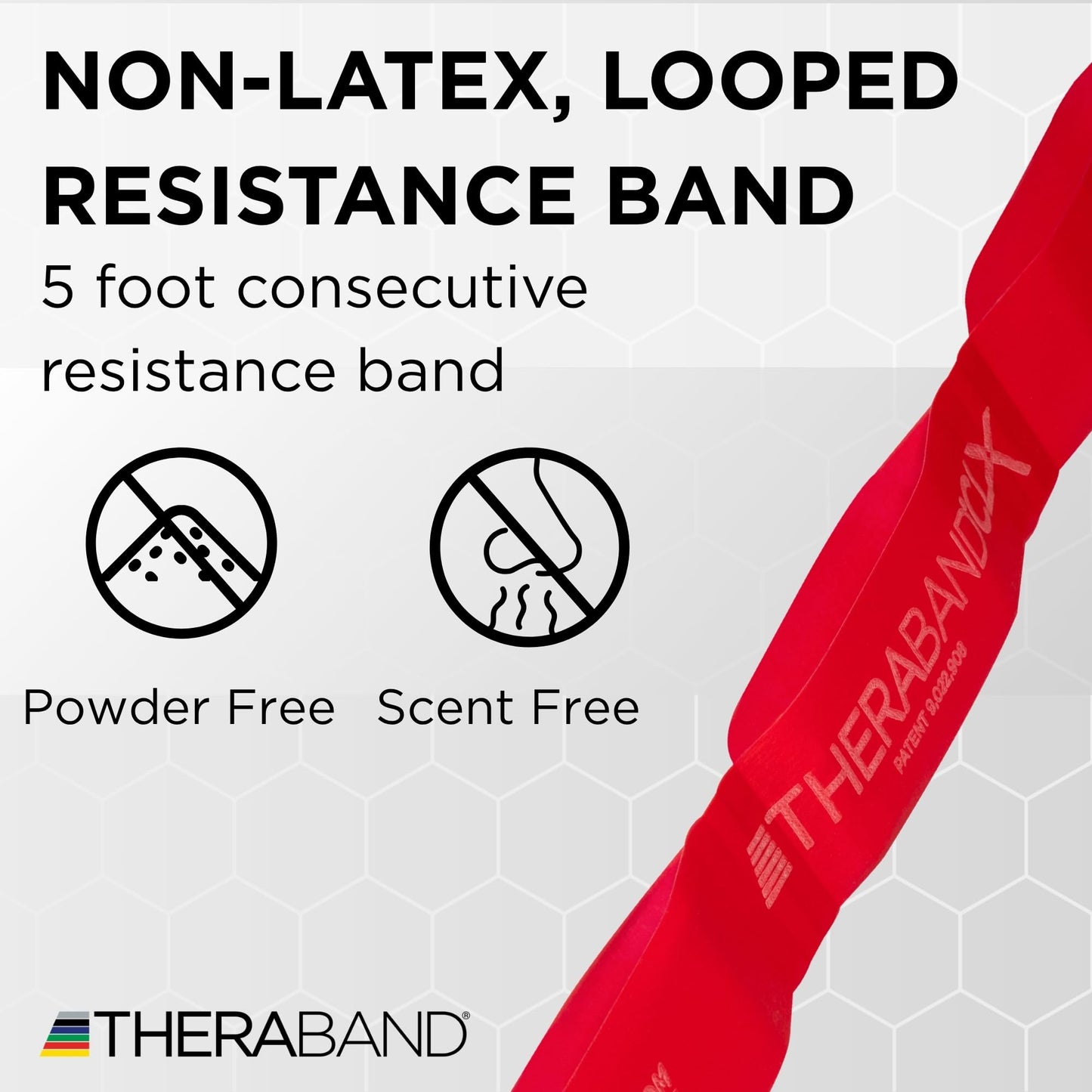 THERABAND CLX Resistance Band with Loops, 5-Foot Band, Red, Medium, Non-Latex, Elastic Band for Exercise, Mobility & Rehab, Stretching, Home Workouts, Color-Coded for Easy Resistance Levels