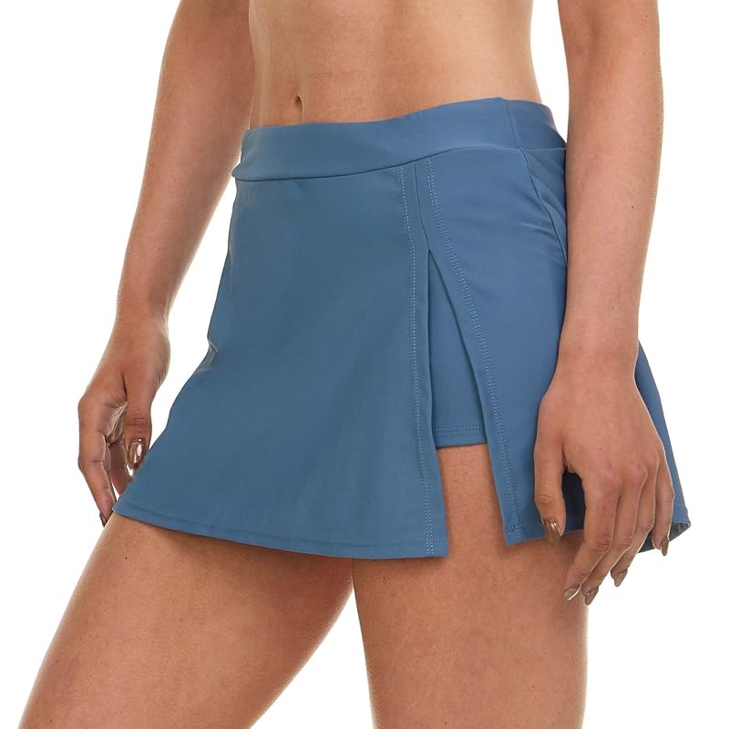 Reebok Womens Swim Skirt with Short Liner, Slate Blue Medium