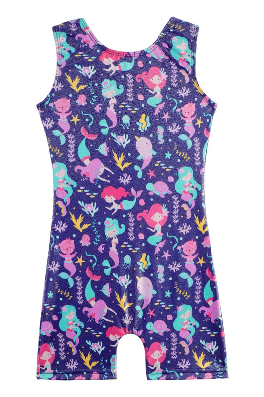 Alakuoti Toddler Leotard Gymnastics Dark Blue Sea Animal Mermaid Cheerwearing Outfits Blue Mermaid 9-10 Years