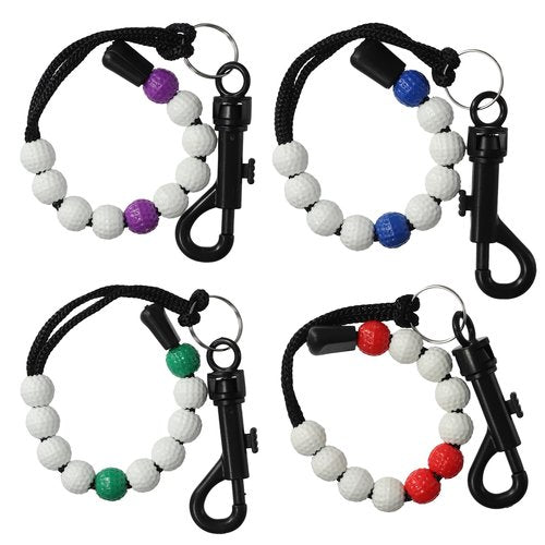 4 Pieces Golf Beads to Count Strokes for Women, Golf Beads Score Counter with Clip, Beaded Scoring String, Suitable for Referee Caddie Golfer