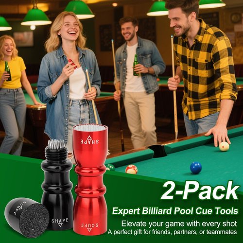 Msuhettu 2 Pack Premium Pool Cue Tip Tools, 3-in-1 Billiard Cue Tip Shaper, Compact Billiards Pool Accessories & Tip Repair Kit, Gift for Friends or Pool Lovers