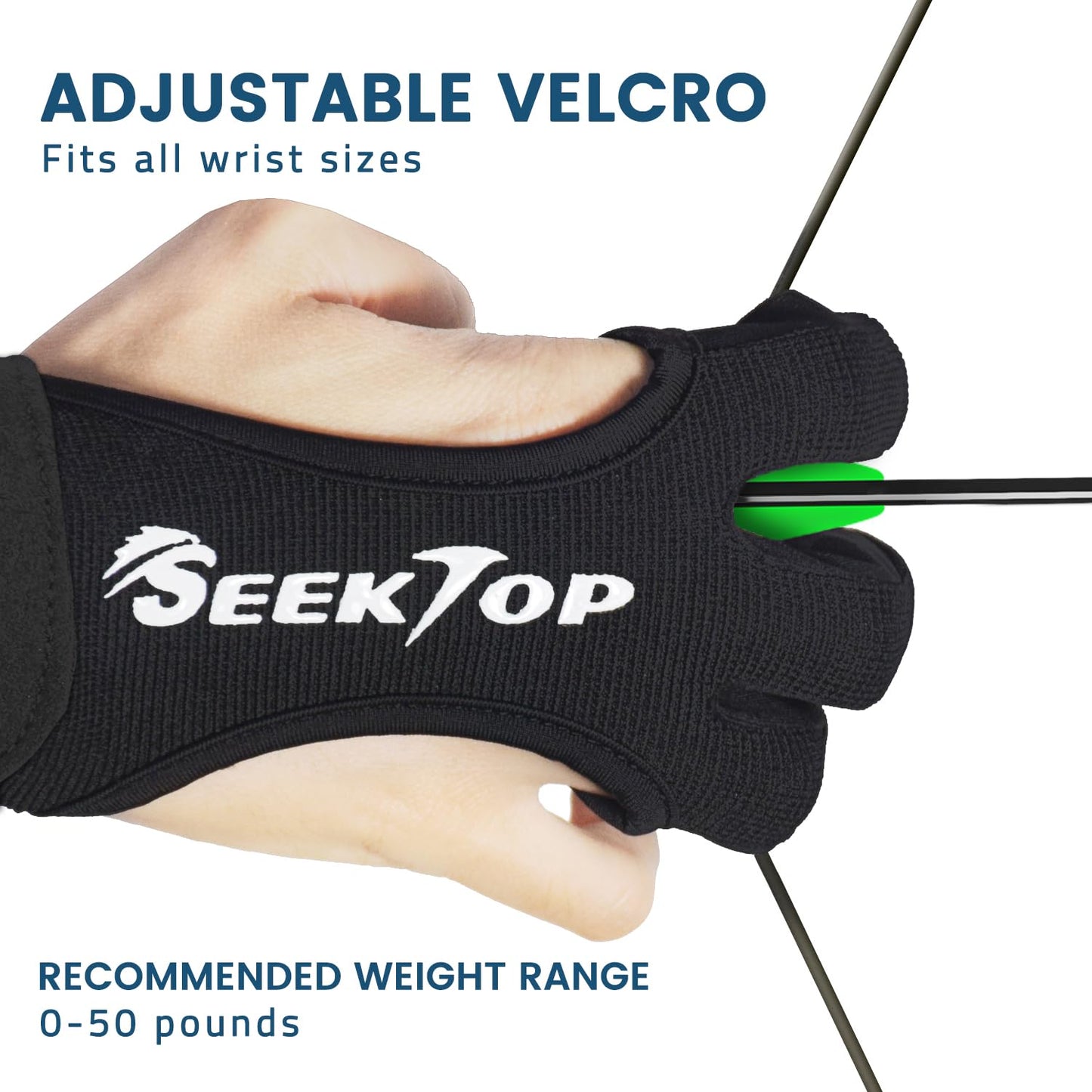 Seektop Archery Gloves Shooting Hunting Leather Three Finger Protector for Youth Adult Beginner -S