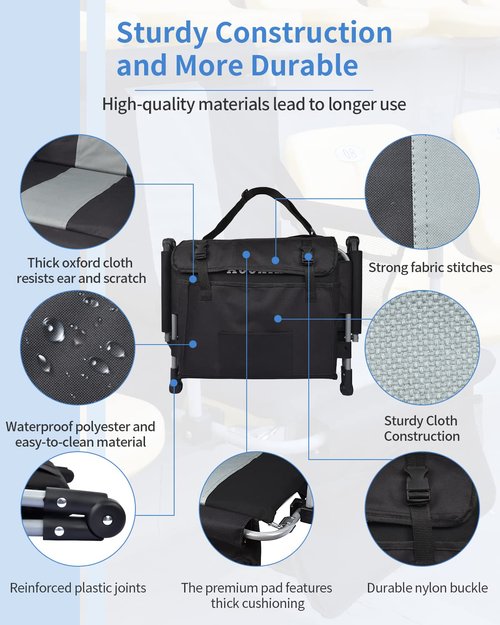 AOOXIMI Stadium Seats with Back Support, Folding Bleacher Seat with Cup Holders, Mesh Bags and Hide Hooks, Portable Wide Bleacher Chairs with Back and Cushion, Perfect for Sports Events and Concerts
