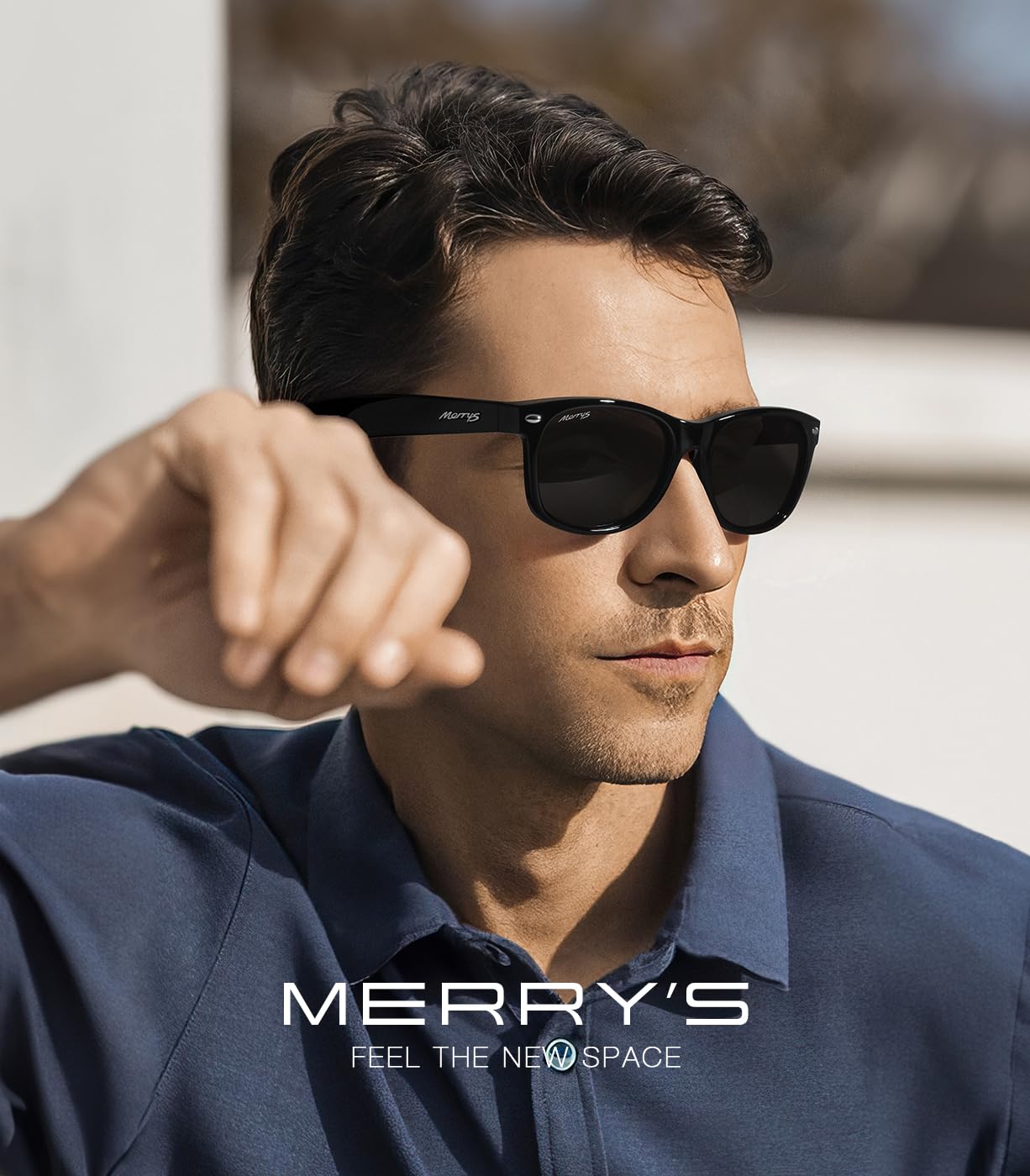 MERRY'S Polarized Unisex Shades Sunglasses for Men and Women Vintage Polarized Sun Glasses Mirror Lens (Black Frame/Black Lens, 55)