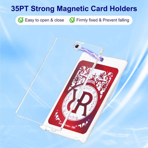 Magnetic Card Holder for Trading Cards - 10 Pack, 35pt One Touch Card Protectors Hard Plastic, Clear Card Sleeves Display Case for Game, Baseball Sports Cards