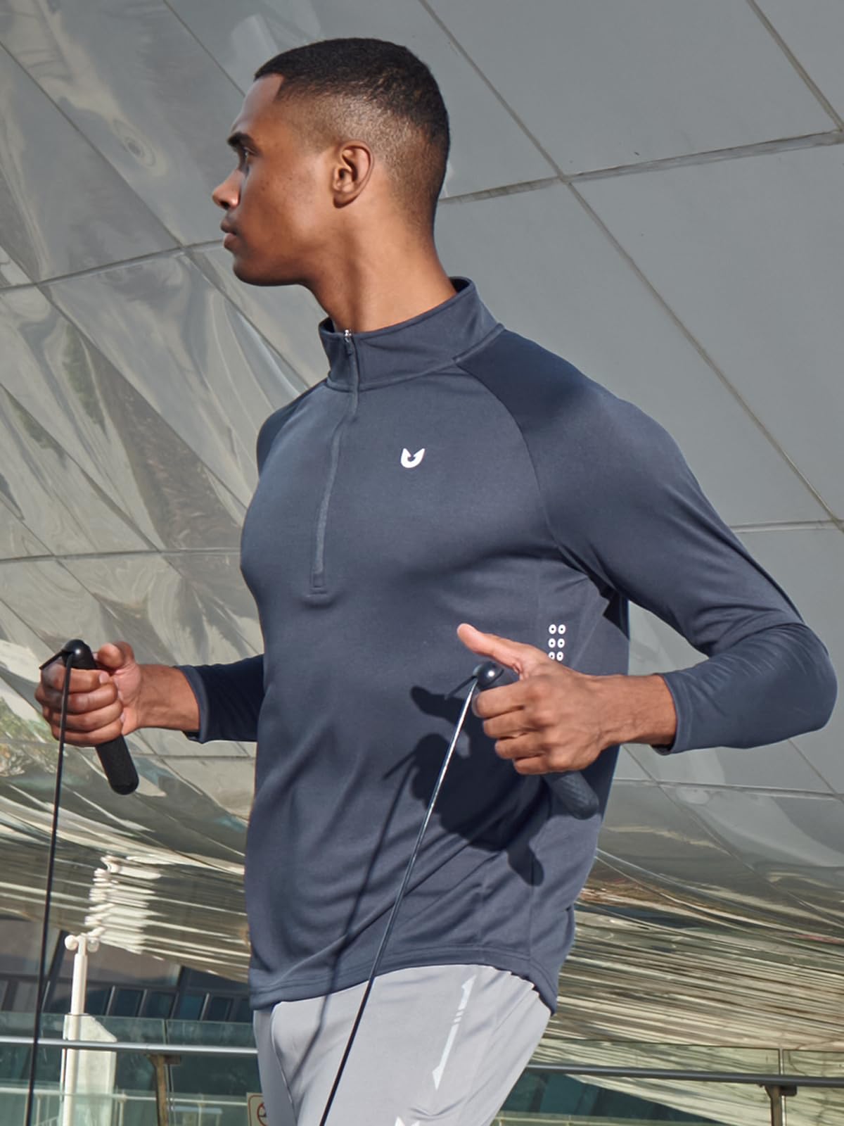 NORTHYARD Men's Quarter Zip Pullover Athletic Running 1/4 Zip Long Sleeve Pullovers Quick Dry Lightweight Tennis Gym Shirts COOLGREY XL