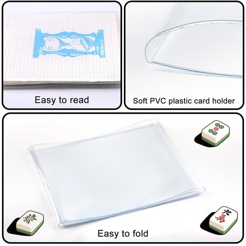 BOXOB Mahjong Card Protector Cover Holder, Transparent Large Plastic Mahjong Card Cover Durable Clear PVC Organizer for Mah Jongg Scorecard Sleeve Case Part Accessories & Gift