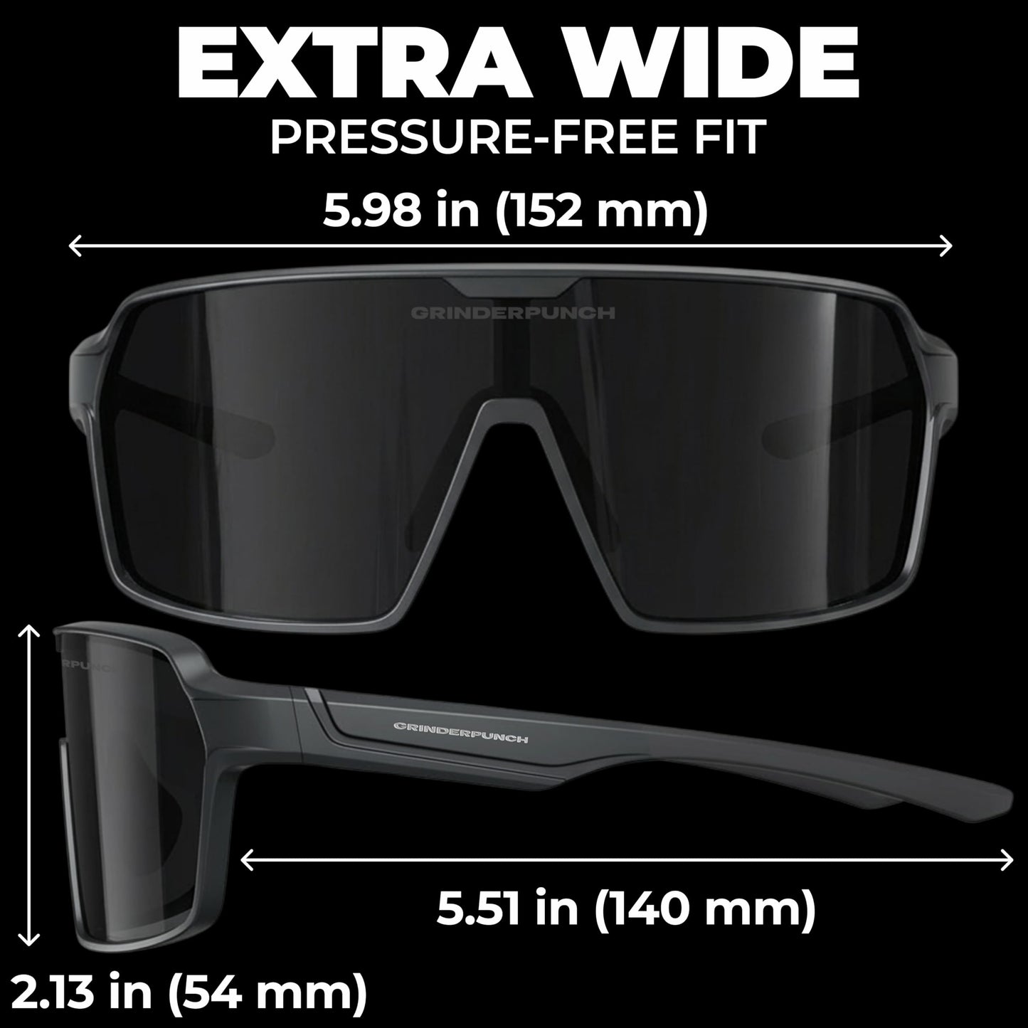 grinderPUNCH Polarized Sport Sunglasses for Men and Women, Lightweight Sun Glasses with UV Protection for Baseball Picketball Snow Hiking Cycling Running Fishing (Black)