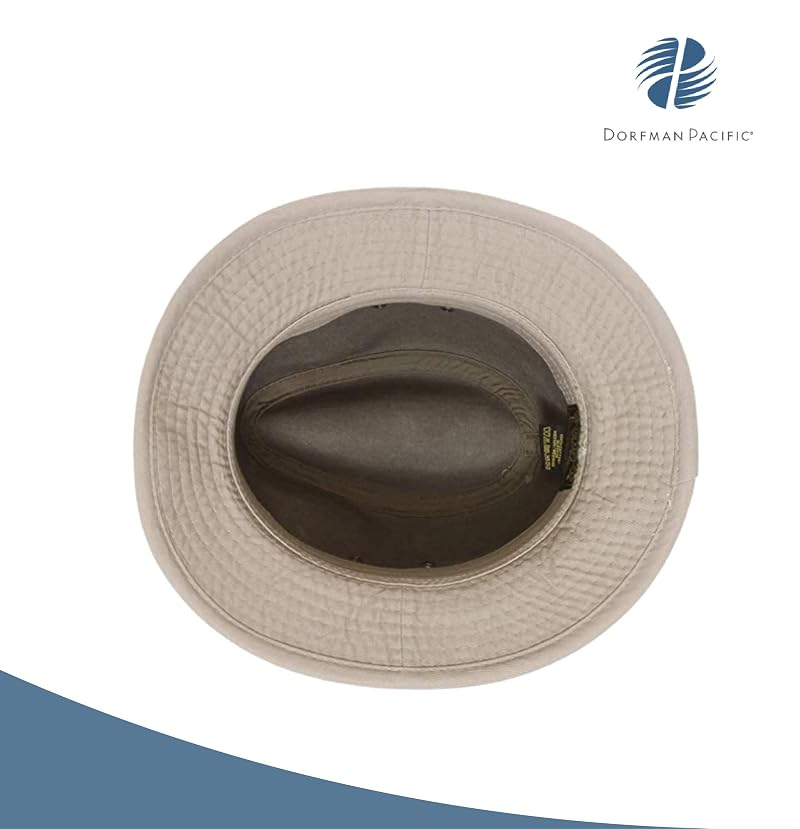 Olive Large-XL Dorfman Pacific Men's Canvas Safari Hat with Faux Leather Trim