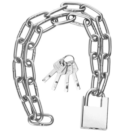 QBXMY7 40 inch/1 Meter Stainless Steel Security Chain Lock with Anti-Cut Padlock & 2 Keys - Heavy Duty Anti-Theft Protection for Bicycle, Motorcycle, Scooter, Door, Fence, Garage