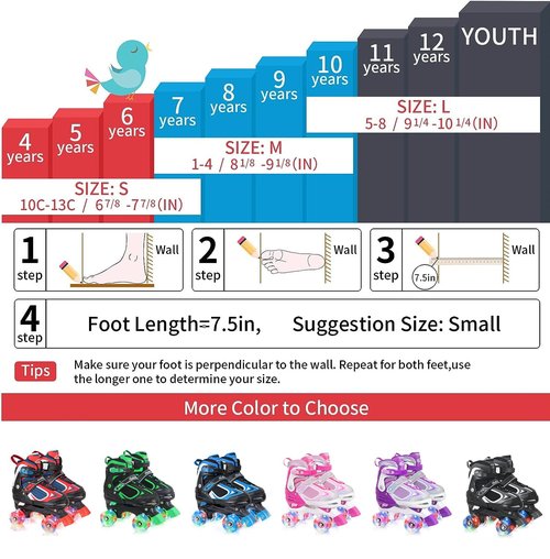 Kids Roller Skates for Boys - Blue for Big Kids Age 7 8 9 10 - Adjustable All Light up Wheels Indoor Outdoor Sports Birthday Gift for Son and Grandson