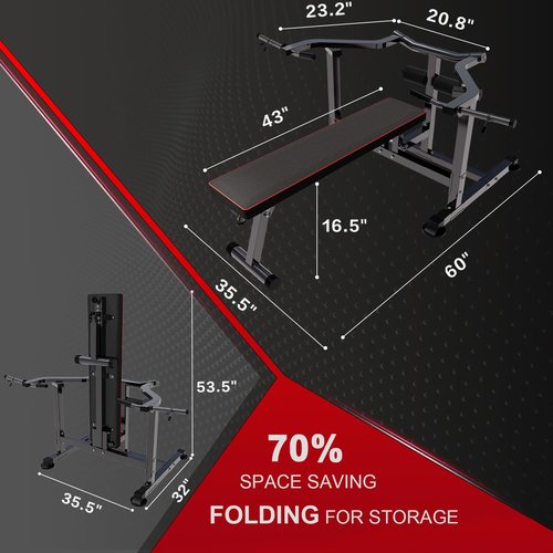 Oneofics Chest Bench Press Machine, Home Gym Workout Bench Equipment with Independent Converging Arms, Adjustable Flat Incline Bench for Chest, AB Workouts, Shoulder