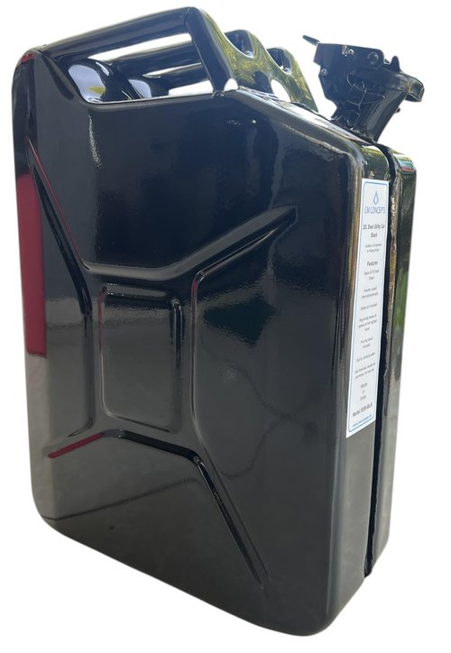 Yates Steel Metal Authentic NATO Container 20L with Spout for Liquids/Non-Potable Water, UN Approved, Tested in U.K-Black