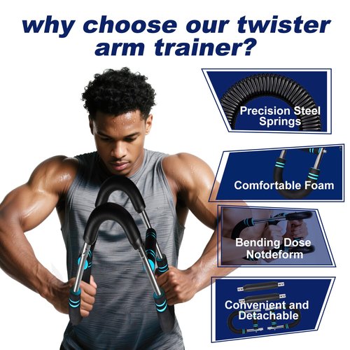 Pro-Grade Twister Arm Trainer- 60-110lb Adjustable Arm Chest Exerciser for Men,Portable Spring Resistance Chest Workout Equipment,Power Twister Bar with Anti-Slip Grips for Home Gym Strength Training