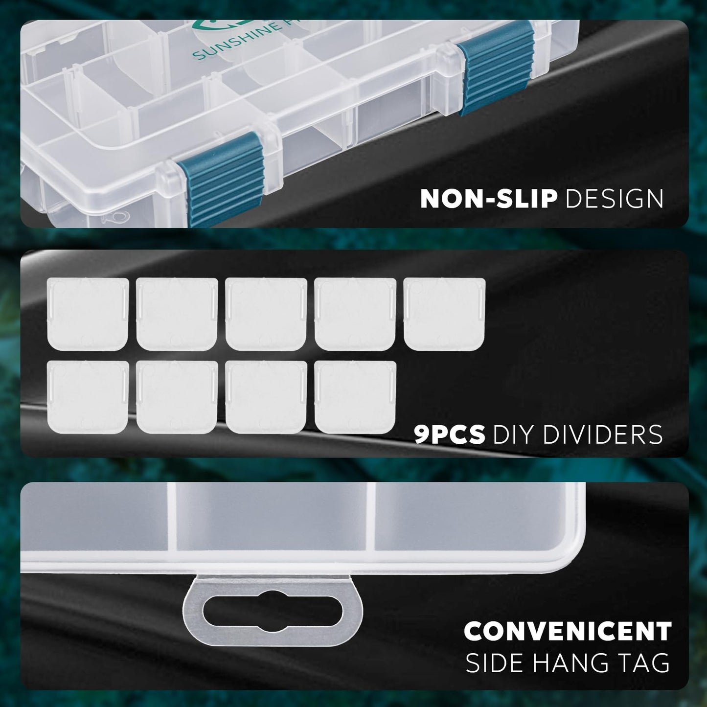 SF Tackle Box 3500 Plastic Tackle Trays Fishing Tackle Box Storage Organizer with Removable Dividers Lure Boxes Terminal Tackle Storage