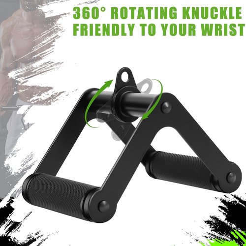 Lovind Double D Row Handle LAT Pulldown Attachments, T Bar Row Attachment,1.3 Inch Diameter Big Comfort Rubber Grip V Bar Attachmentt for Cable Machine Home Gym Accessory