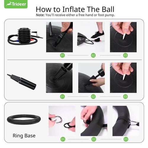 Trideer Exercise Ball Chair with Base & Resistance Bands for Home Gym, Stability Ball Seat for Core Workout and Back Support