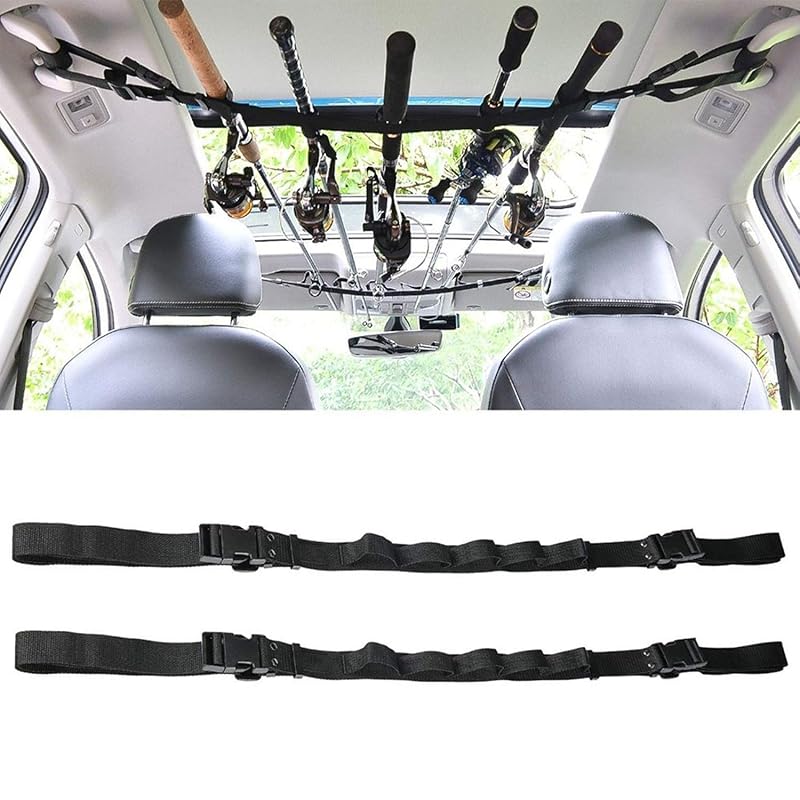 Vehicle Fishing Rod Rack, 5 Rod Capacity, Adjustable 86.6 Inch Car Rod Carrier