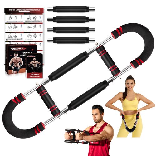 Twister Arm Trainer, Adjustable Twister Arm Chest Exerciser with 4 Spring & Training Poster for Men & Women, Detachable Power Twister Home Fitness Equipment for Enhancing Upper Body Muscle -Red