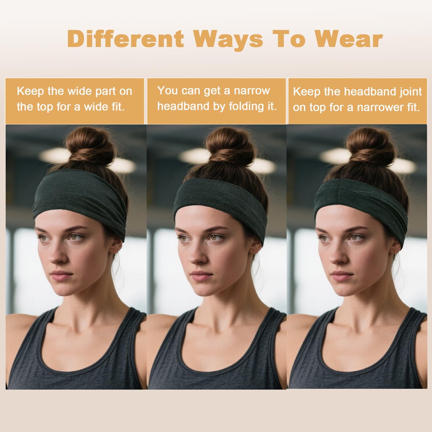 IMYORT 6 Pack Wide Headbands for Women - No Slip Hair Bands for Sports Yoga Workout Running Daily Use, Soft Stretchy Elastic Sweat Wicking Head Wraps Hair Accessories