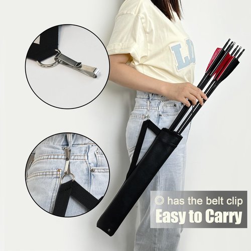 Luoyer Archery Arrow Quiver Hip Tube Quiver with 2-Tubes and Belt Clip Lightweight for Youth Carbon Wooden Crossbow Arrows Holder