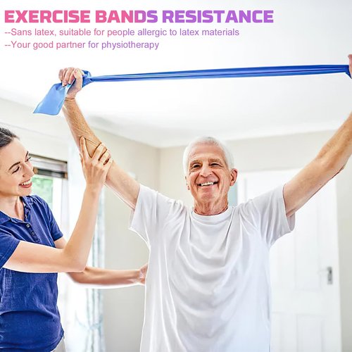 Resistance Bands Set, 5 Pcs Exercise Bands Long 150cm Workout Bands Stretch Bands for Exercise Elastic Band for Yoga Pilates Fitness Home Gym