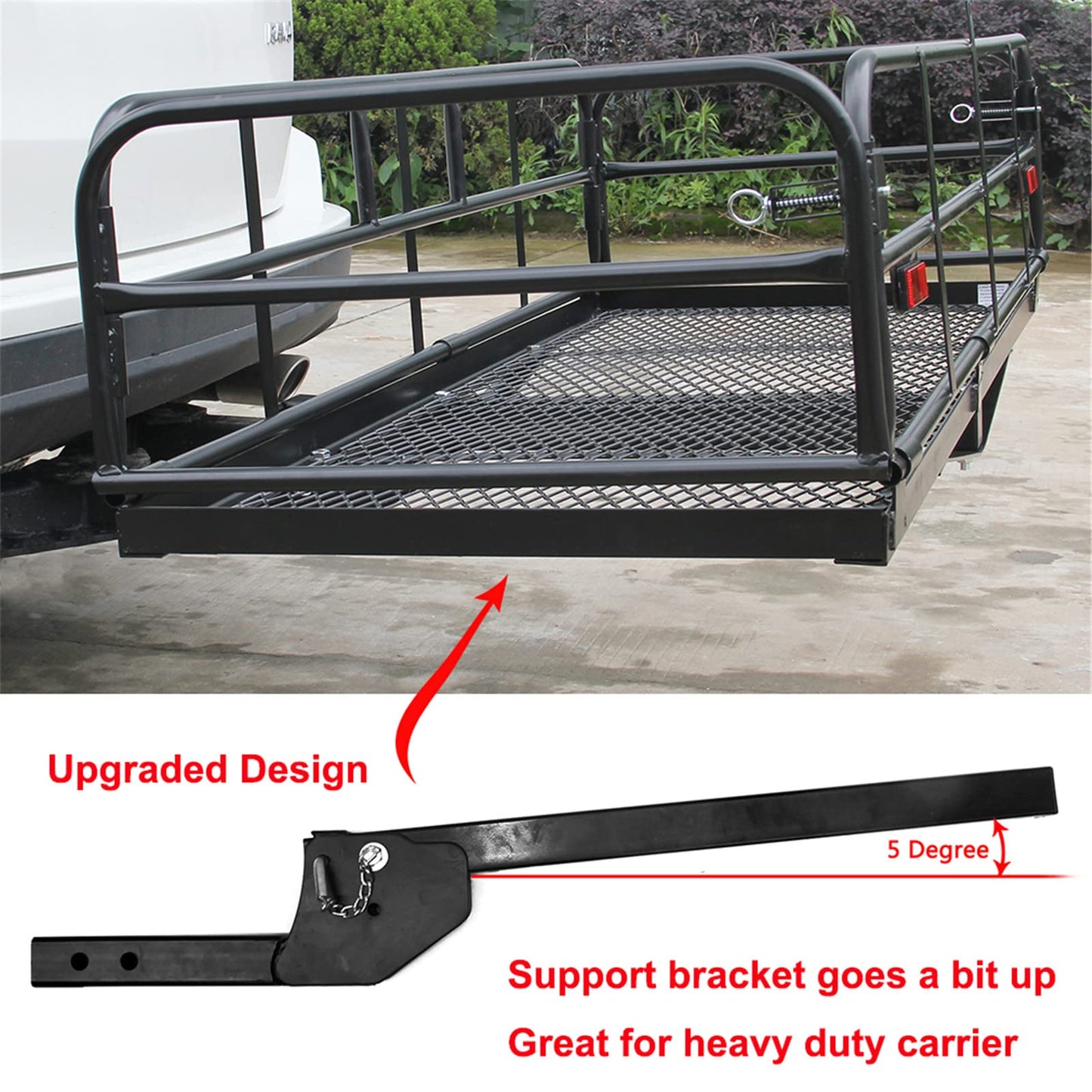 OKLEAD Hitch Mount Cargo Carrier 60" x 24" x 14.4" Folding Cargo Rack Rear Hitch Tray Luggage Basket with 400 LB Capacity Fits 2" Receiver for Car SUV Pickup