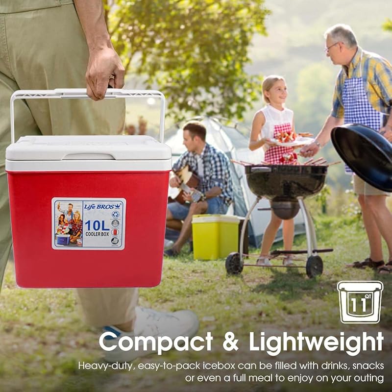 LifeBROS 11 Qt Insulated Cooler Hard Shell Lunch Box with Ice Pack - Red
