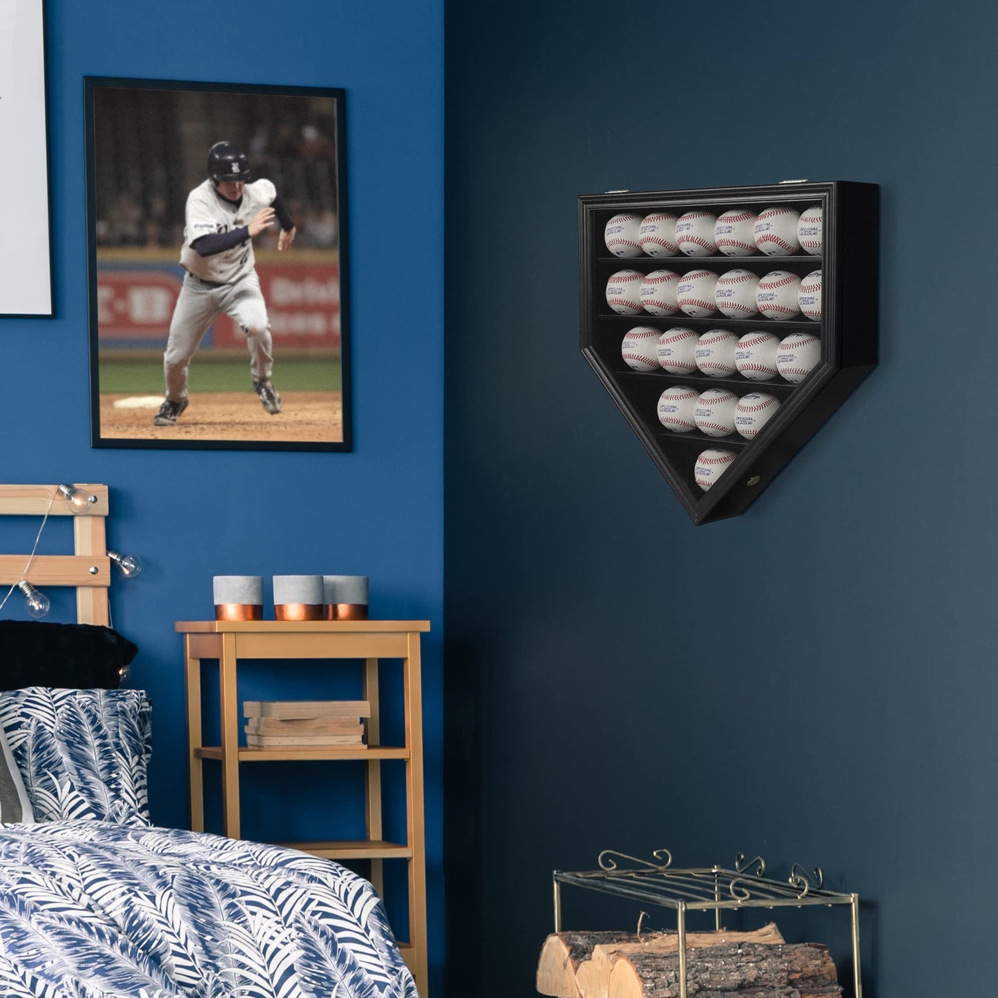 DisplayGifts Baseball Display Case Baseball Holders for Balls Display with 21 Slots Wall Display Box 98% Clear Antifade UV Protection with Gold Locks for Homerun and Collector Autograph Balls