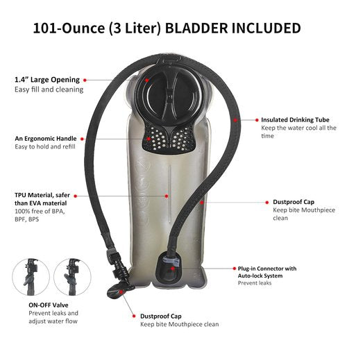 Unigear Tactical Hydration Packs Backpack 1050D with 3L Water Bladder, Thermal Insulation Pack Keeps Liquid Cool up to 4 Hours for Hiking, Cycling, Hunting and Climbing (Tan)