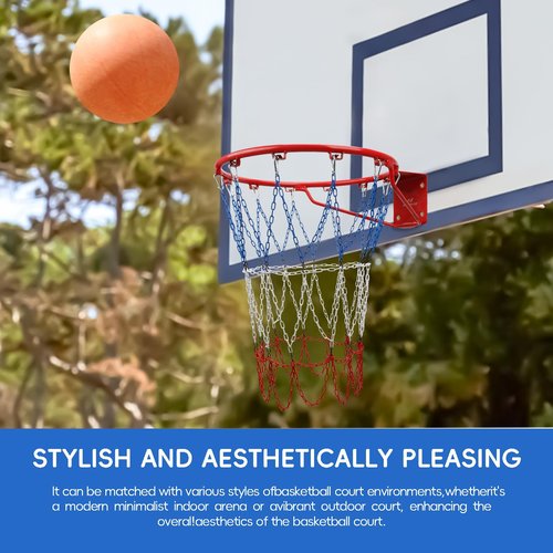 Dakzhou Colorful Basketball Net Heavy Duty Replacement 21??Carbon Steel Chain Basketball net, Anti-Rust Use Indoor Outdoor Standard 12 Loops Basketball Hoop
