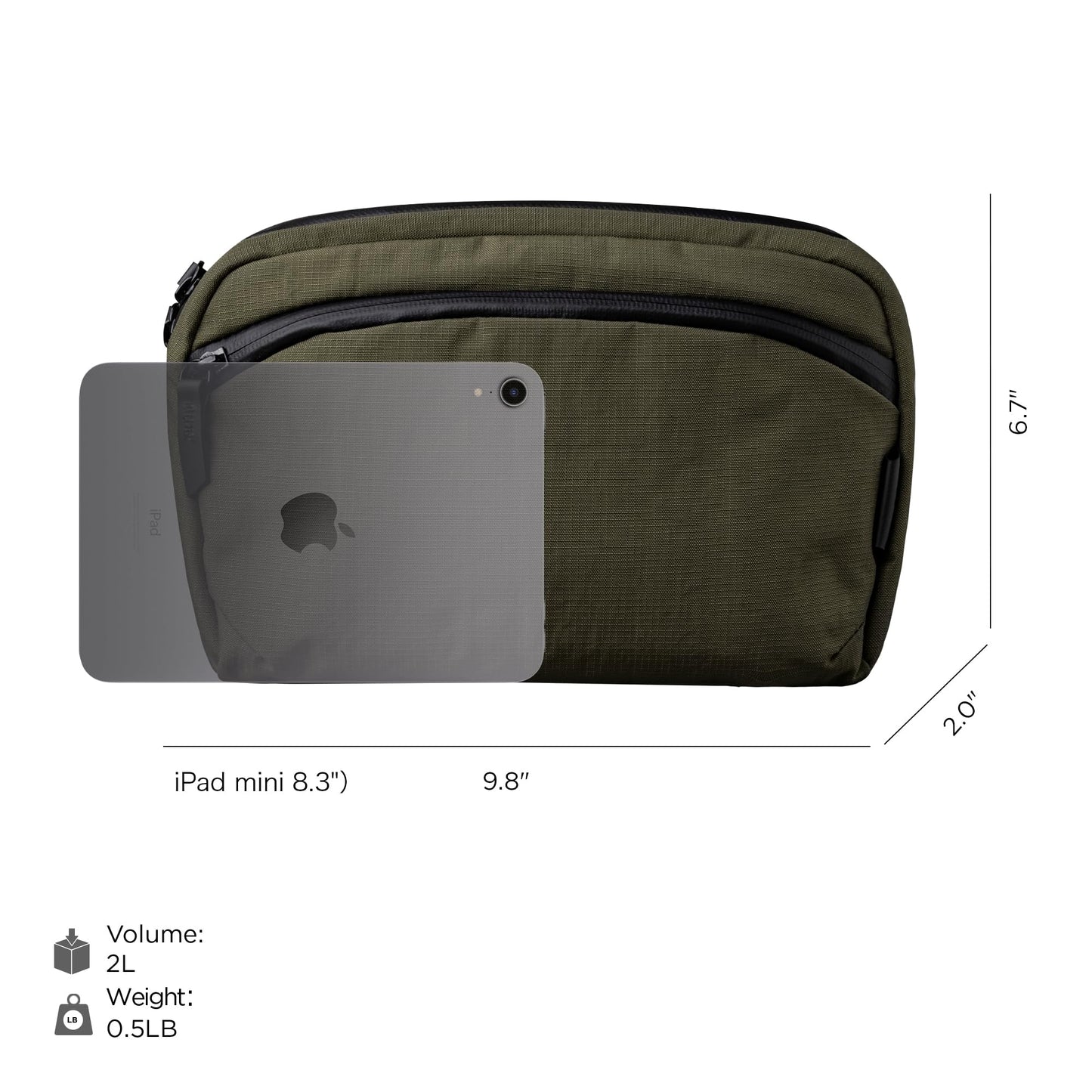 ALPAKA Flight Sling Bag 2L Small Crossbody Sling Bag Green Axoflux 400