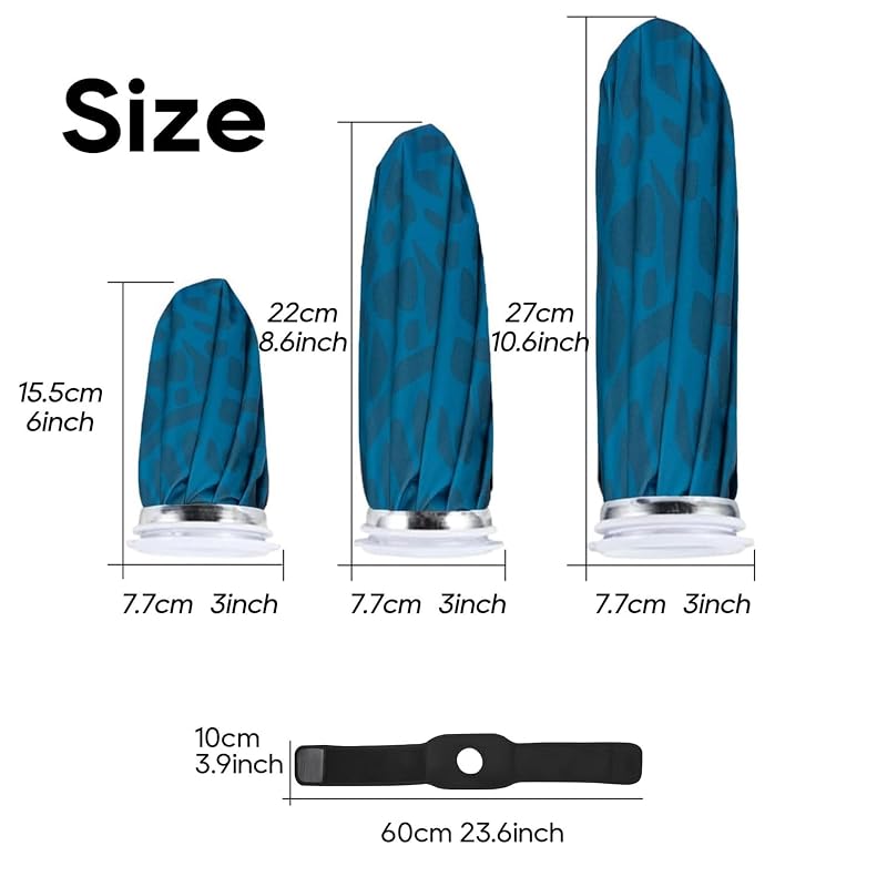 BYXAS Reusable Ice Packs for Injuries - 6" 9" 11" with Elastic Belt
