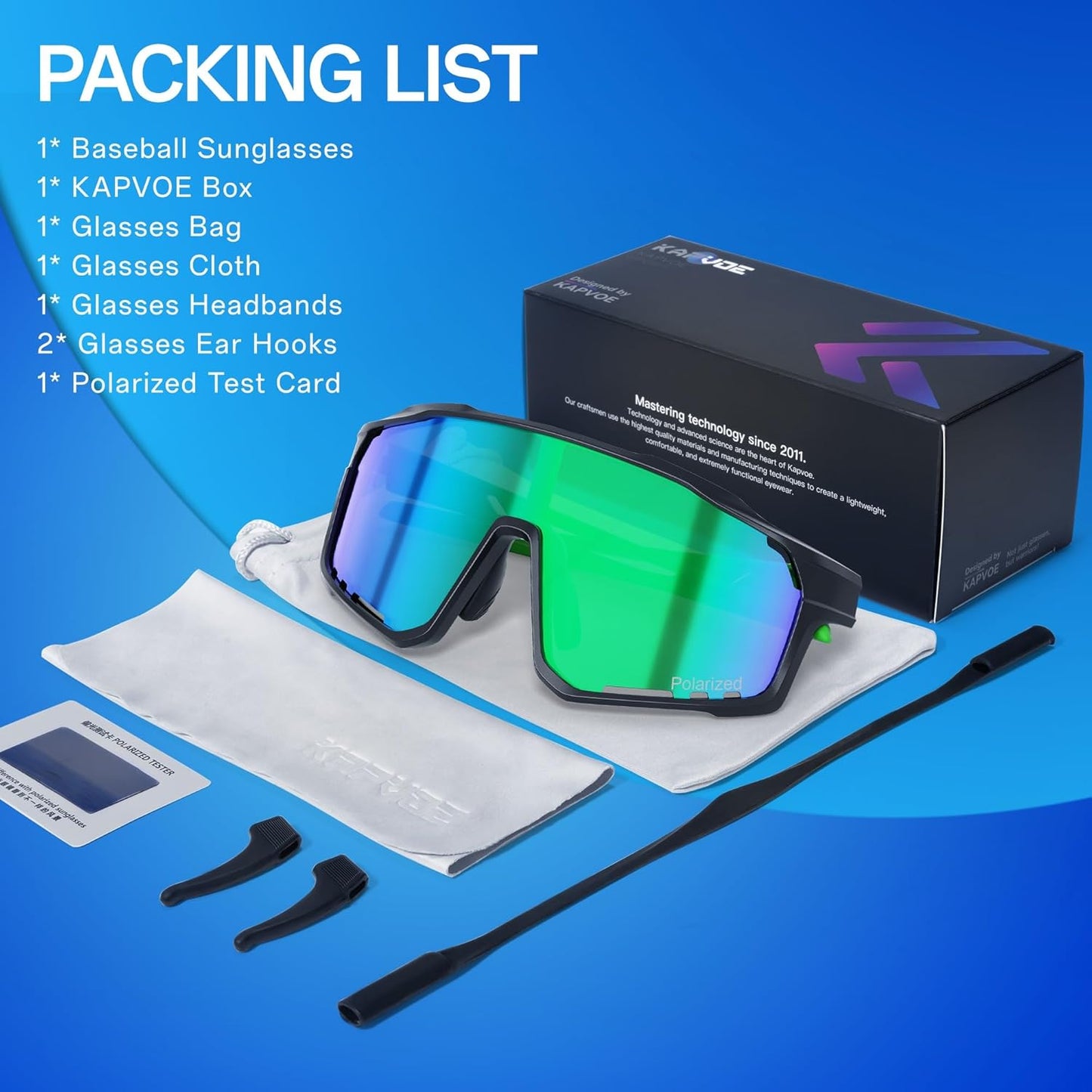 KAPVOE Kids Baseball Glasses Youth Polarized Sports Sunglasses Softball Cycling Running Shades Boys Girls Age 3-14 - K9033