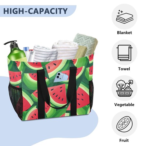 ALAZA Watermelon Slices Summer Waterproof Beach Tote Bags for Travel Camping, Exercise