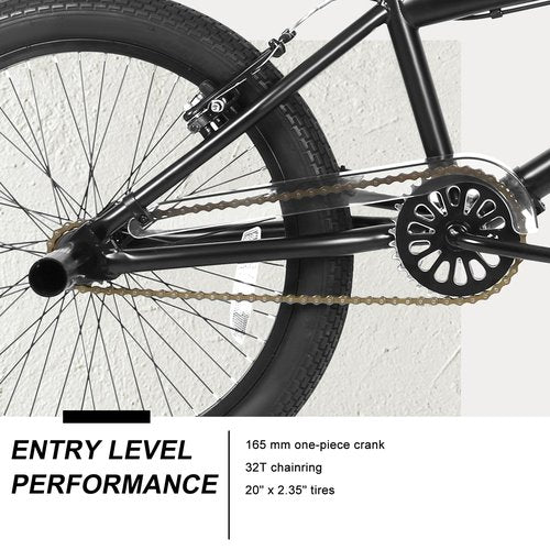 WEIZE Freestyle BMX Bike, 20 inch Trick Bicycle for Kids, Hi-Ten Steel Frame, 360 Degree Rotor Freestyle, 4 Pegs Single Speed Teen Bike for Boys Girls & Beginner-Level to Advanced Riders, Matte Black