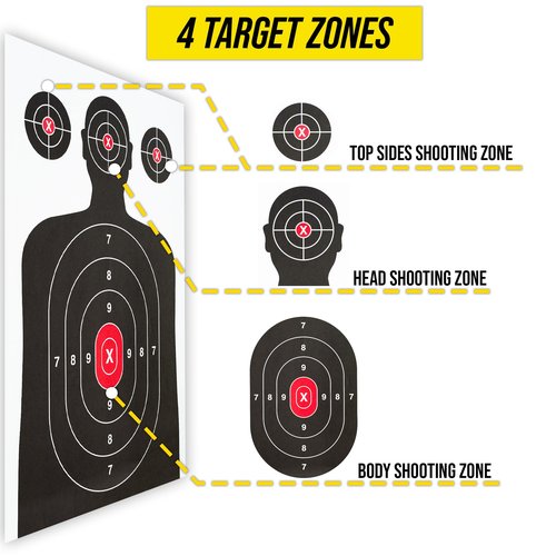 50 Pack Paper Shooting Target for Gun Range - Silhouette Paper Target Practice for Handguns, Rifles, Pistols, Airguns, BB Guns, Pellet Guns, Crossbow, Arrow (14 X 22 inches)
