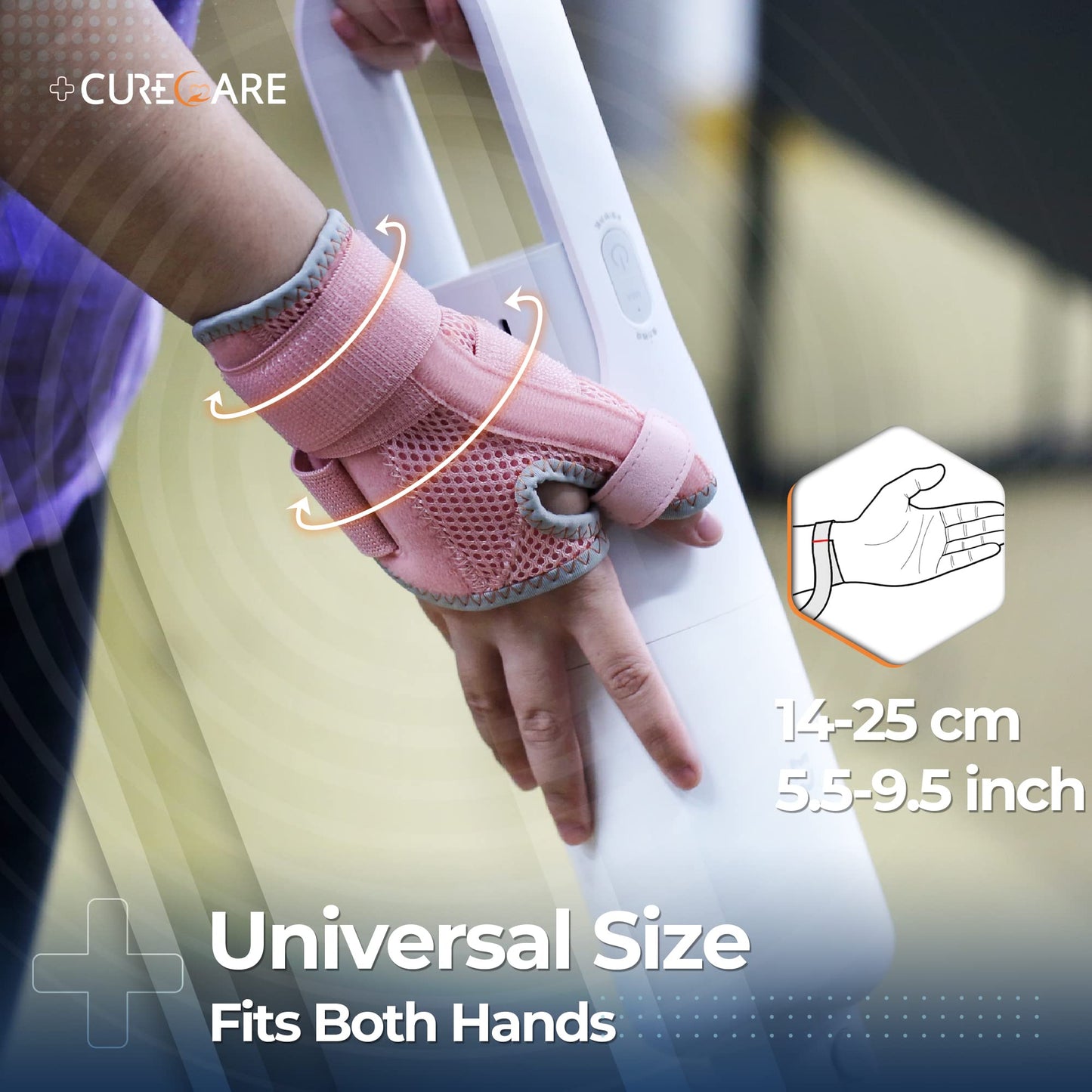 CURECARE Thumb Splint, Reversible Thumb Spica Splint Right& Left Hand, Pink