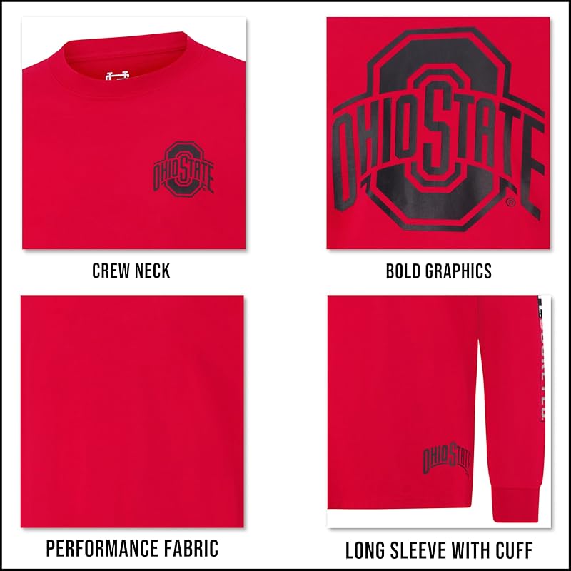 Ohio State Buckeyes Long Sleeve T-Shirt - Ultra Game NCAA Showtime 100% Cotton