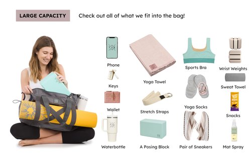 Premium Yoga Mat Bag with Convertible Backpack Straps, Multiple Pockets, and Secure Zipper Closure (1, Grey) Great for Pilates, the Gym, Travel