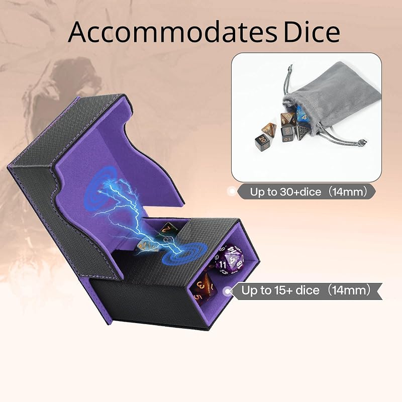 Stepane 3-in-1 Dice Tower and Tray Foldable, Black/Violet Variation