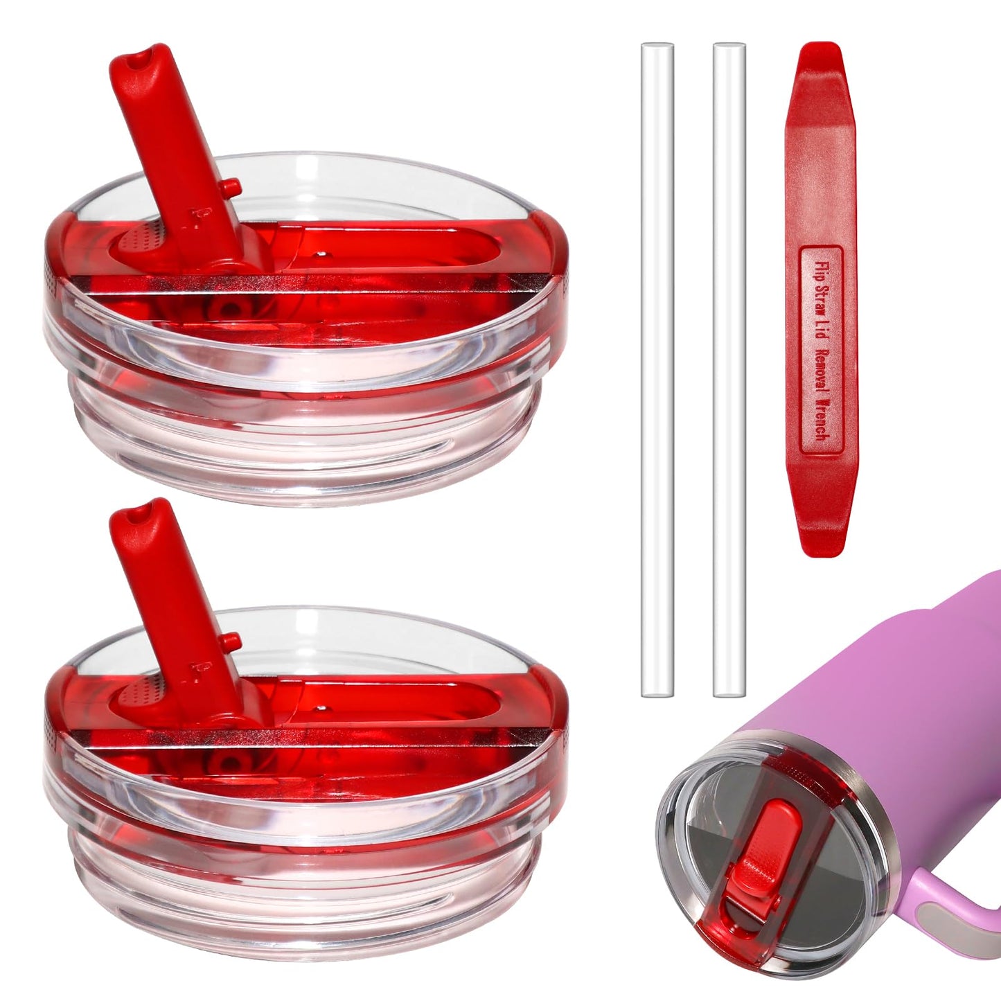 Upgraded 2 Pack 40 OZ Flip Straw Lid for Stanley Quencher ProTour,Leak Proof Lid Replacement for Stanley H2.0 Quencher,No Spill Detachable Tumbler Cup Lids,Stanley Accessories