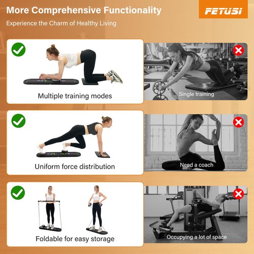 Pilates Board,Foldable Pilates Reformer Sets with Timer,Multifunctional Abdominal Pilates Board for Home Workout Equipment,Portable Ab Board Trainer Pilates Exercise Machine, Pilates Board for Women