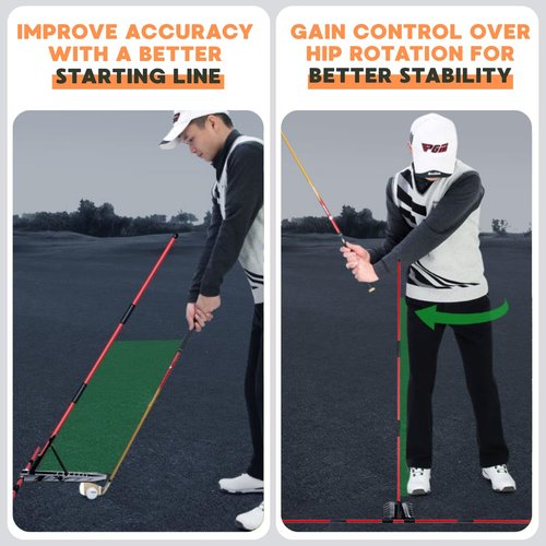 CUANBOZAM Pro Golf Alignment Sticks Holder - Aircraft Aluminum Golf Training Aid for Swing Plane & Path | Golf Swing Training Aid | Tour-Validated Golf Alignment Sticks for Driving RED