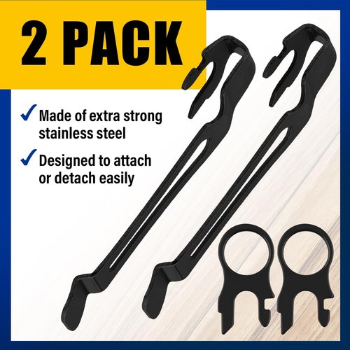 [2-Pack] 2 Black Quick Release Pocket Clips + 2 Black Lanyard Rings Compatible With Leatherman Wave & Charge MultiTools - Stainless Steel Pocket Clip Won't Bend Or Snap - Install Or Replace In Seconds