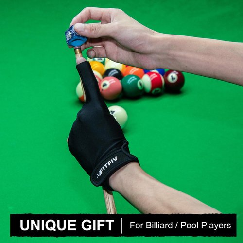 FITFIV Billiard Pool Glove for Left Hand 3 Finger, Durable Double Stitching, Snooker Cue Sport Glove Adjustable Popular Sizes for Men & Women