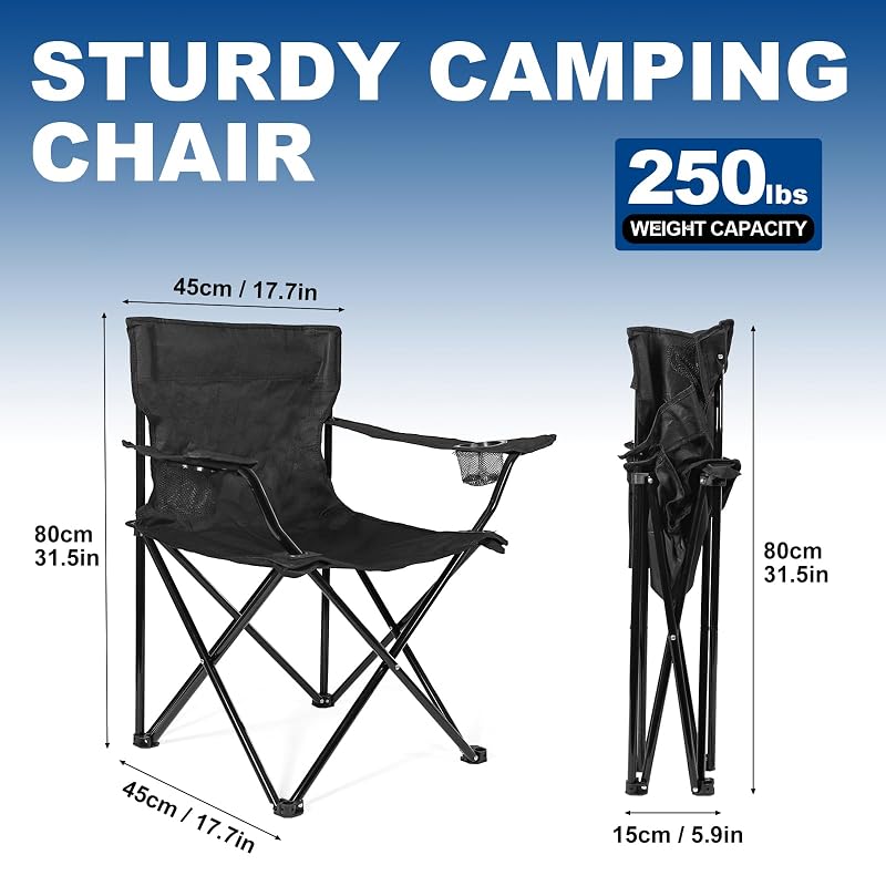 2 Pack Lightweight Camping Chairs for Adults & Teens - 250LBS Capacity, Portable Foldable with Carry Bags (Pink, 2+2, Medium)