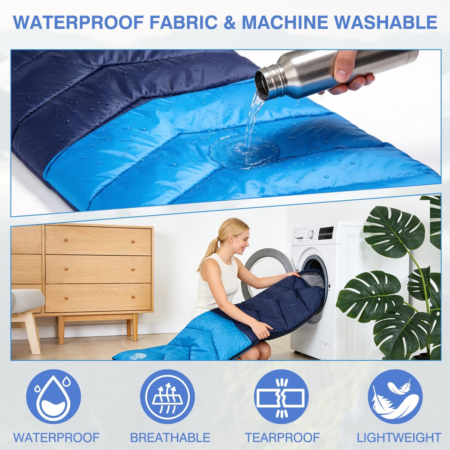 Flantree Sleeping Bags for Adults & Kids for Camping Hiking Trips Warm Cool Weather, Lightweight and Waterproof with Compression Bag, 3-4 Season Indoors Outdoors Activities