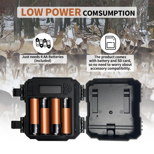 WOSODA Mini Trail Camera 4 Pack 24MP 1080P HD, Game Cam with SD Card, Waterproof Tiny Hunting Camera Night Vision Motion Activated with Fast Trigger Time for Outdoor Wildlife Monitoring